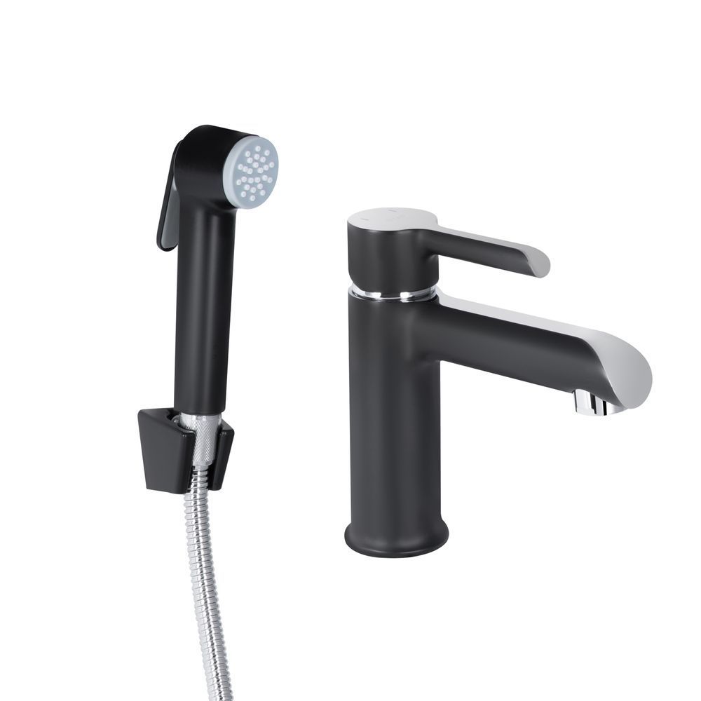 фото Смеситель для раковины Qtap Grand (с гигиеническим душем) QTGRA272CRB45672 Chrome/Black