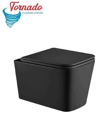 фотографія Інсталяція KollerPool AQUA LINE + EDGE White панель змиву + підвісний унітаз KVADRO Black matt з сидінням Soft-close ( змив Tornado )