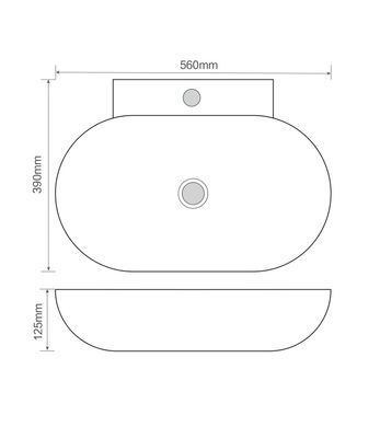 фото Раковина підвісна MIXXUS PREMIUM DIVERSE-0201 560х390х125mm з отвором під змішувач (MP6510)