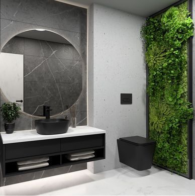фотографія Інсталяція KollerPool AQUA LINE + EDGE White панель змиву + підвісний унітаз KVADRO Black matt з сидінням Soft-close ( змив Tornado )