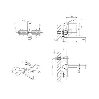 фото Змішувач для ванни Mixxus Lord 009 Euro Graphite (Колір графіт) (MI7140)