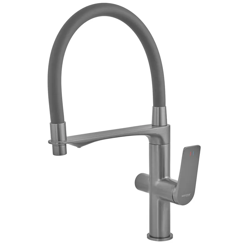 фото Змішувач для кухні Mixxus Premium DERBY 021 (NUT) GRAPHITE REFL.BLACK з виходом для питної води (MI6612)