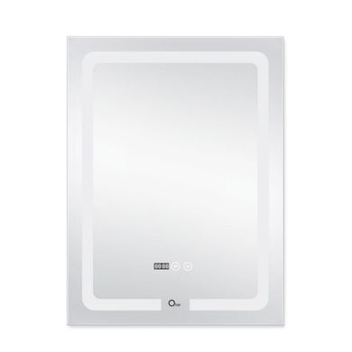 фотографія Дзеркало Qtap Mideya (DC-F937) 600х800 з LED-підсвічуванням Touch, з антизапотіванням, з годинником, димером, рег. яскравості QT2078F937W