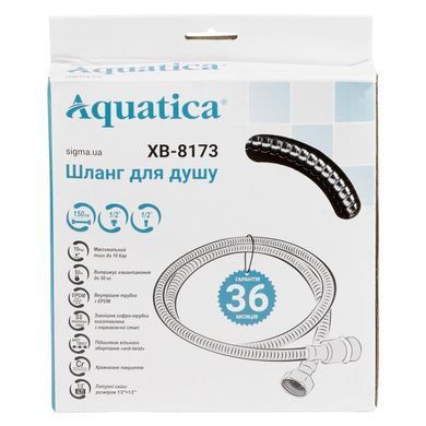 фото Шланг для душа 1/2" SS хромований з підшипником 150см AQUATICA XB-8173 (9792021)