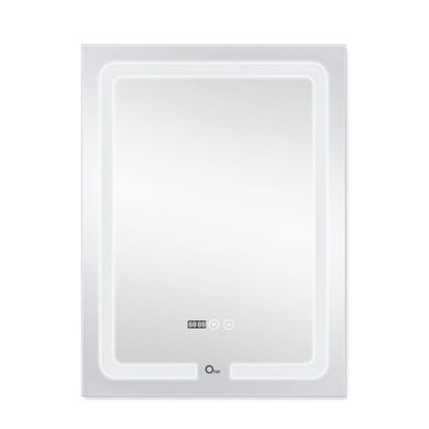 фотографія Дзеркало Qtap Mideya (DC-F937) 600х800 з LED-підсвічуванням Touch, з антизапотіванням, з годинником, димером, рег. яскравості QT2078F937W