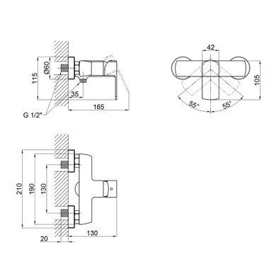 фото Смеситель для душа Qtap Lipno QTLIPNO4023101G Graphite