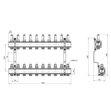 фотографія Колектор з витратомірами Thermo Alliance Forte 1" 10 виходів SF001W10