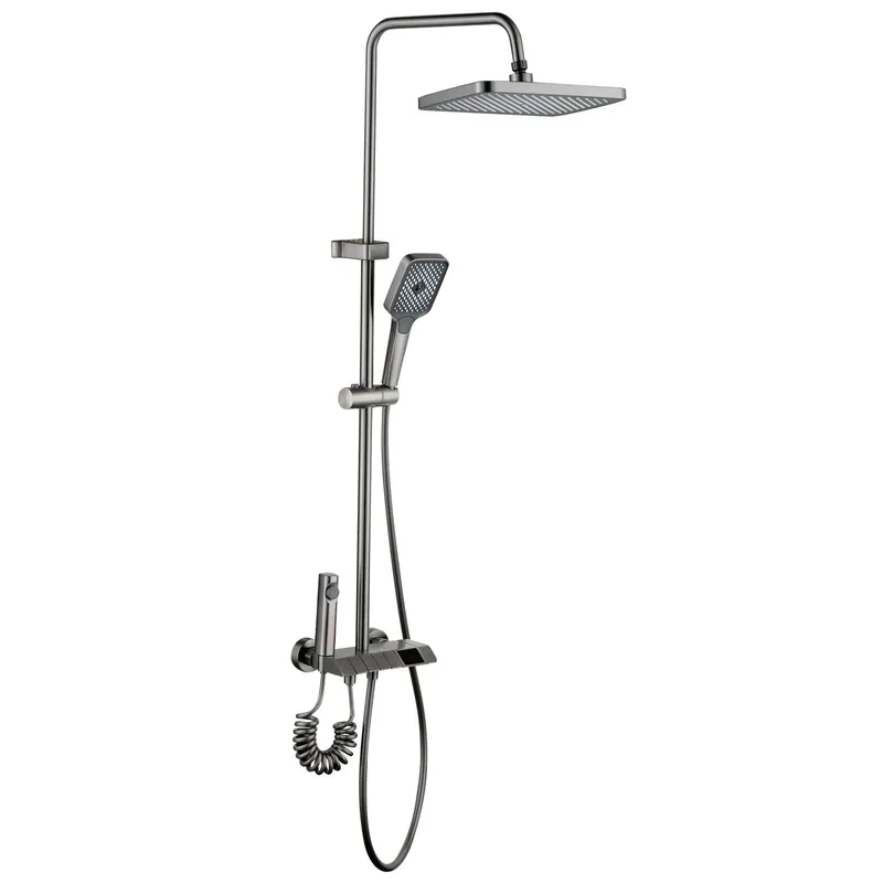 фото Душова колона зі змішувачем Mixxus Premium NEPTUNE 009-J GRAPHITE з кнопкою перемикання, 4 режими (MI6833)