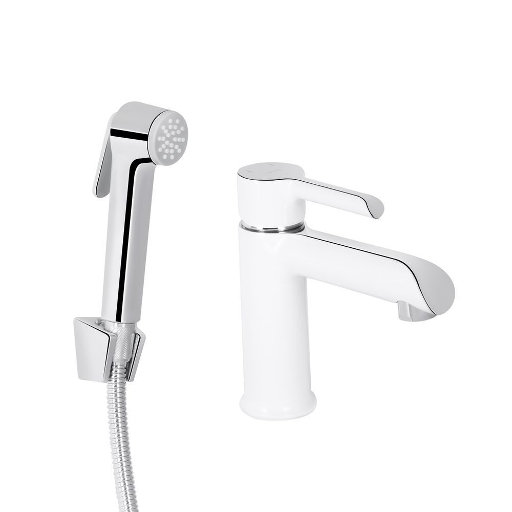 фото Смеситель для раковины Qtap Grand (с гигиеническим душем) QTGRA272CRW45671 Chrome/White