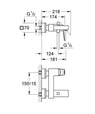 фотографія Змішувач для ванни Grohe Eurocube (23140000)