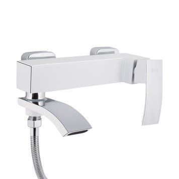 фотографія Змішувач для ванни Qtap Swan Cascada з поворотним виливом (з душовим гарнітуром) QTSWA260CRW45569 Chrome/White