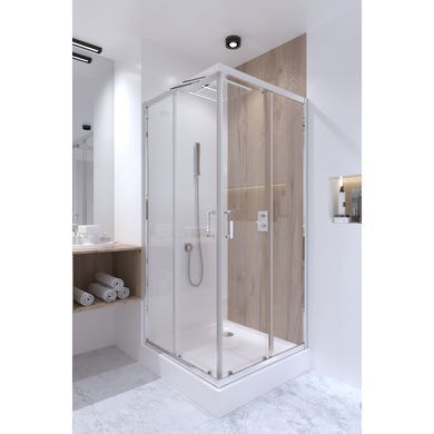 фото Душевая кабина Qtap Taurus CRM1099SC6 90х90 см, стекло Clear 6 мм покрытие CalcLess, без поддона