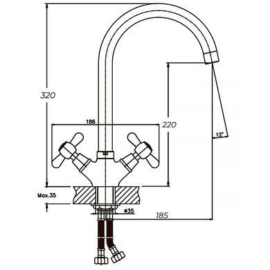 фотографія Змішувач для кухні Haiba DOMINOX 275 (HB0091)