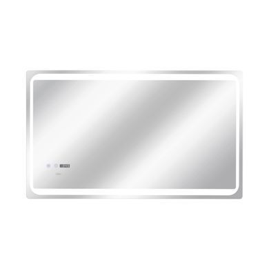 фотографія Дзеркало Qtap Mideya 1000х600 з LED-підсвічуванням Touch, з антизапотіванням, з годинником, димером, рег. яскравості QT2078NCF10060W