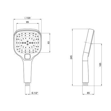 фотографія Лейка для ручного душа Qtap Rucni 120х120 мм прямоугольная QTHLA120N3KCW Chrome/White