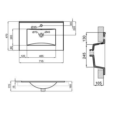 фотографія Раковина Qtap Albatross New 710x465x180 White без донного клапана QT0111750670W1