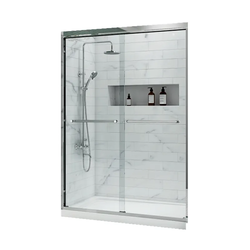 фото Двері у нішу розсувні KOER SR SD03-140x200-TR-01 прозоре скло EASY CLEAN 8мм хром (KR5385)