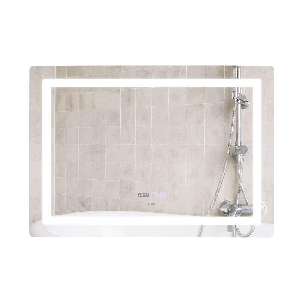 фото Зеркало Qtap Mideya 1000х700 с LED-подсветкой Touch, с антизапотеванием, с часами, диммером, рег. яркости QT2078NCF10070W