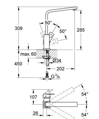 фото Змішувач для кухні Grohe Eurocube (31255000)