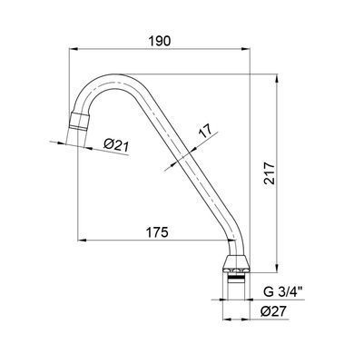 фото Излив для смесителя Lidz Niagara 271 17 см LDNIA271CRM25832 Chrome