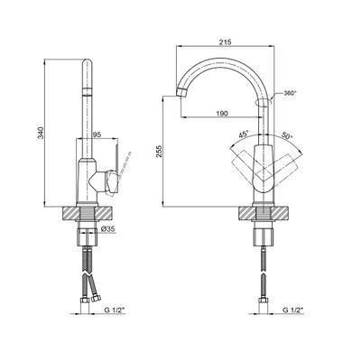 фотографія Змішувач для кухні Brinex 35C 20N
