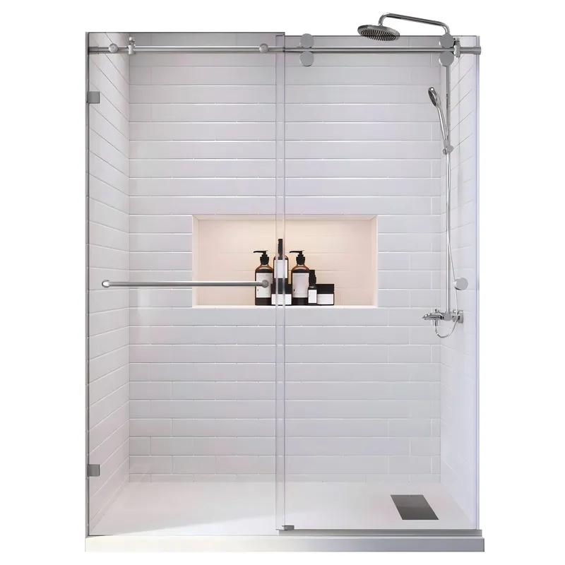 фото Двері у нішу розсувні KOER SR SD06-120x220-TR-01 прозоре скло EASY CLEAN 8мм хром (KR5367)
