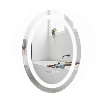 фотографія Дзеркало Qtap Mideya 500х700 з LED-підсвічуванням Touch, з антизапотіванням, з годинником, димером, рег. яскравості QT2078NCR5070W