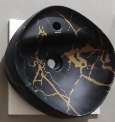фото Раковина накладна MIXXUS PREMIUM WAVE-0201 MARBLE 430х430х150mm з отвором під змішувач (MP6536)