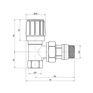 фотографія Кран радіаторний Icma 3/4" 28х1,5 з антипротіканням кутовий №974