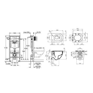 фотографія Комплект 4 в 1: Инсталляция Grohe Rapid SL 3 в 1 38772001 + Унитаз безободковый Kroner Harz WHI483632 TORNADO с сиденьем Slim Duroplast / Soft-close / Quick relase KH483632WHIT (38772001KH483632) - инновационное и удобное решение для вашей ванной.Сост