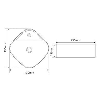 фото Раковина накладна MIXXUS PREMIUM WAVE-0201 MARBLE 430х430х150mm з отвором під змішувач (MP6536)