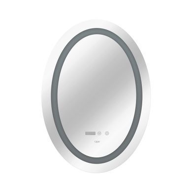 фотографія Дзеркало Qtap Mideya 500х700 з LED-підсвічуванням Touch, з антизапотіванням, з годинником, димером, рег. яскравості QT2078NCR5070W