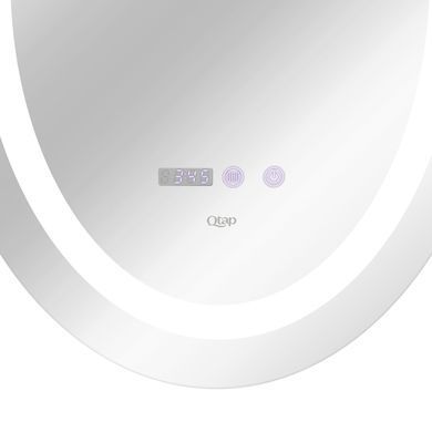 фотографія Дзеркало Qtap Mideya 500х700 з LED-підсвічуванням Touch, з антизапотіванням, з годинником, димером, рег. яскравості QT2078NCR5070W