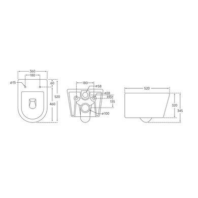 фото Унітаз підвісний Mixxus ELLIPSE-0306-R 520x360x365mm, система змиву RIMLESS (MI6708)