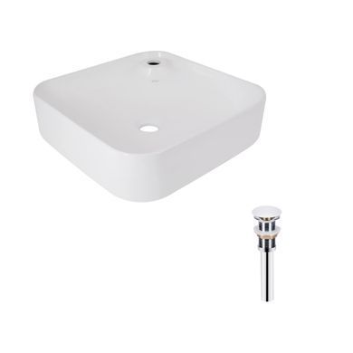 фотографія Комплект Qtap Stork: Раковина накладна квадратна 430x430x125 мм White + Донний клапан PU02