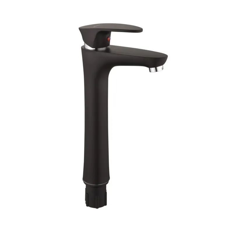фото Смеситель для умывальника Plamix Cezar-001 HIGH SET Matte black (с подводкой) (PM0664)