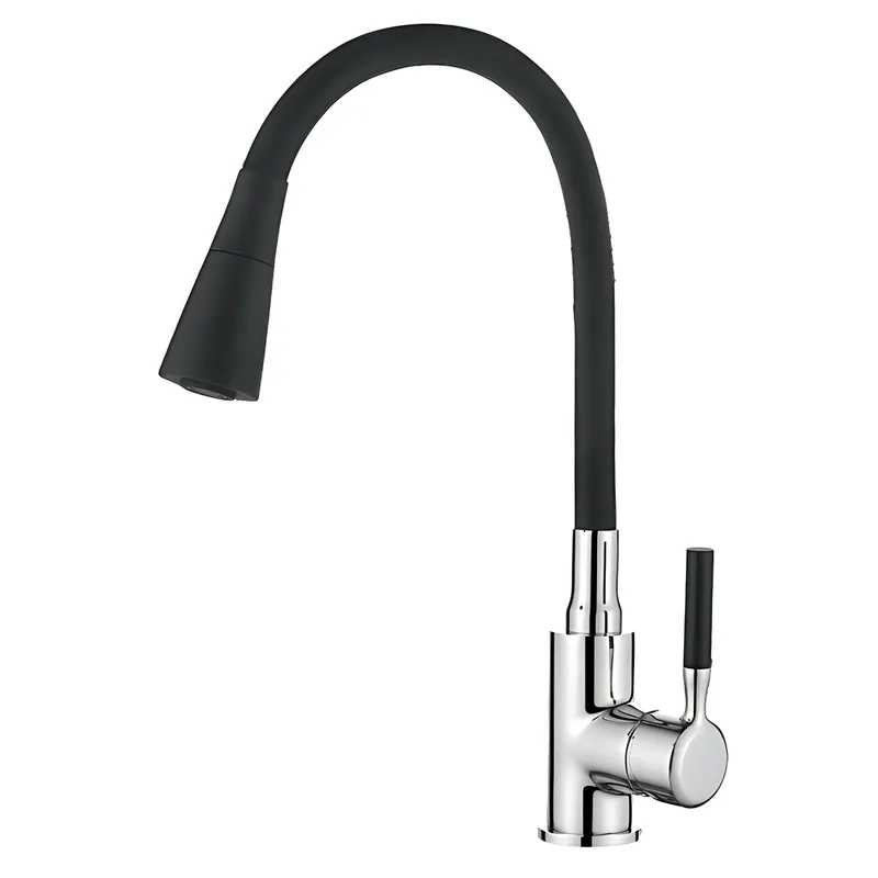 фото Змішувач для кухні Zerix ATRIUM-011-T REFL.BLACK (Колір хром+силік.вилив чорний) (ZX4720)
