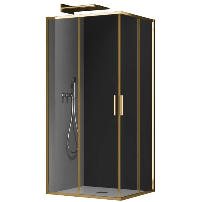фото Душова кабіна без піддону KOER SR SC10-90x90x195-TR-12 прозоре скло EASY CLEAN 6мм матове золото (KR5943)