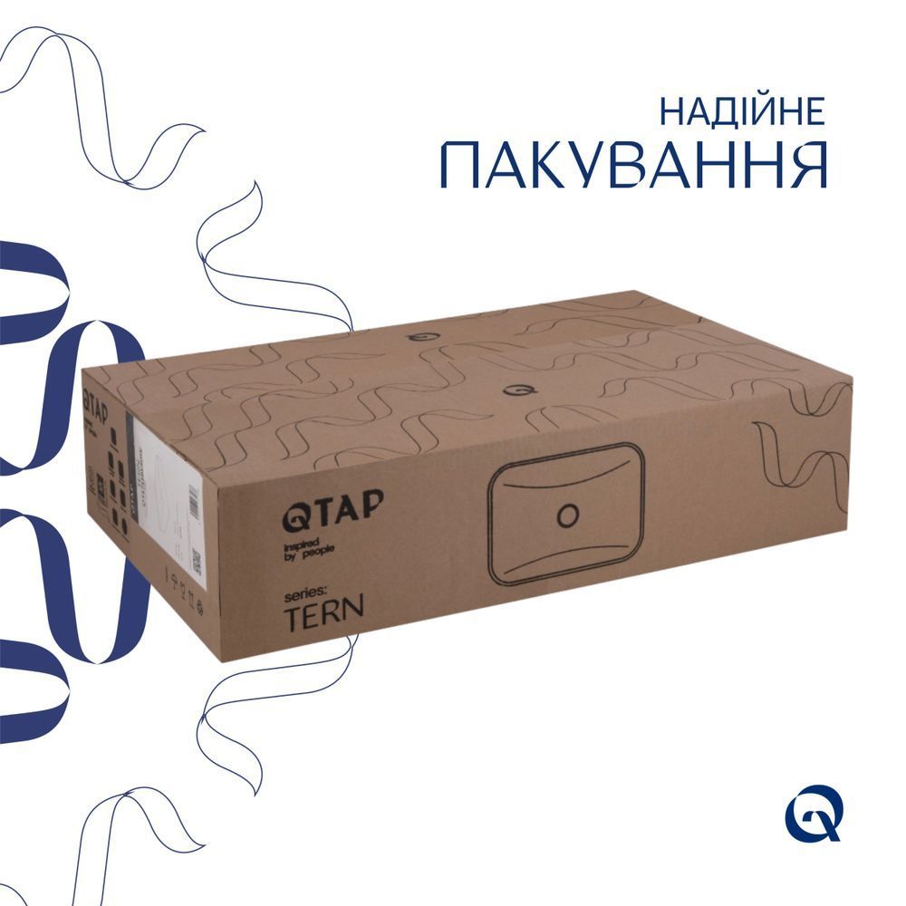 фотографія Раковина накладна Qtap Tern 480x370x135 мм, Beige, прямокутна, з донним клапаном QT17116069SB