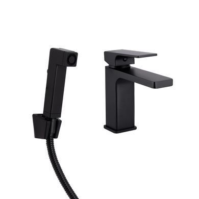 фото Смеситель для раковины Qtap Gemini (с гигиеническим душем) QTGEM272BLM45690 Black Matt