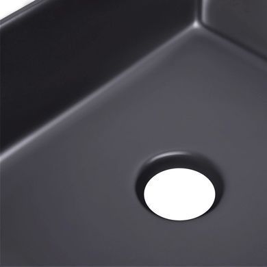 фото Комплект Qtap Tern: Раковина накладная прямоугольная 475х370х140 мм Matt Black + Донный клапан PU03