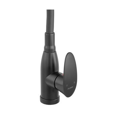 фото Змішувач для кухні PLAMIX CEZAR-011-B SET MATTE BLACK REFL.BLACK з силіконовим виливом, з підведенням (PM0719)