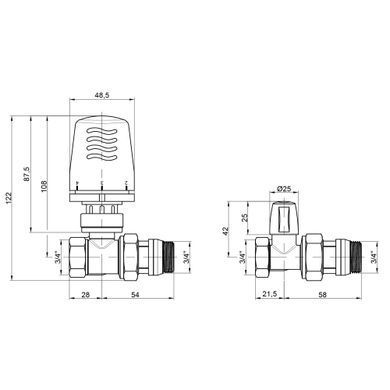 фото Термокомплект Icma 3/4" с антипротечкой прямой №KIT_1100+775-940+815-940