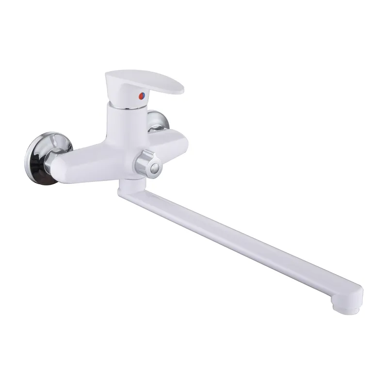 фотографія Змішувач для ванни PLAMIX CEZAR-006 EURO SET WHITE (з шлангом, лійкою та кронштейном) (PM0746)