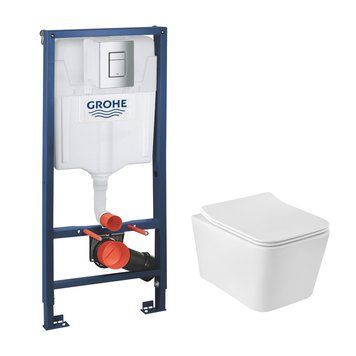 фотографія Комплект 4 в 1: Инсталляция Grohe Rapid SL 3 в 1 38772001 + Унитаз безободковый Kroner Eifel WHI523629 RIMLESS с сиденьем Slim Duroplast / Soft-close / Quick relase KE523629WHIR (38772001KE523629) - инновационное и удобное решение для вашей ванной.Сос