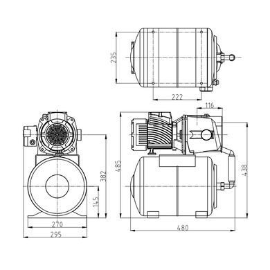 фото Насосная станция Pumpman ATJET100 Нmax 43 м Qmax 3,6 куб.м 750 Вт бак 24 л