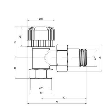 фотографія Кран радіаторний Icma 3/4" 30х1,5 кутовий №778
