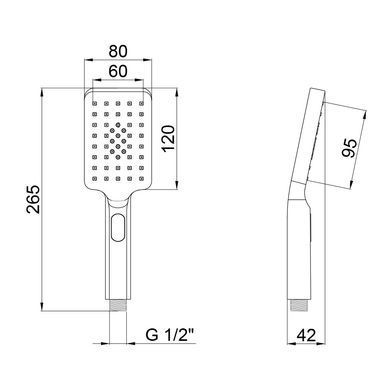 фото Лейка для ручного душа Qtap Rucni 120х80 мм прямоугольная QTRUCA121N3KCC Chrome