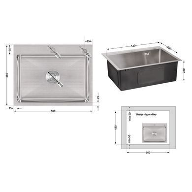 фотографія Мийка для кухні інтегрована Lidz Handmade H5845 (LDH5845BRU35384) Brushed Steel 3,0/1,0 мм