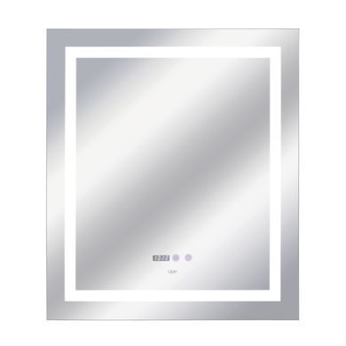 фотографія Дзеркало Qtap Mideya 700х800 з LED-підсвічуванням Touch, з антизапотіванням, з годинником, димером, рег. яскравості QT2078DCF7080W